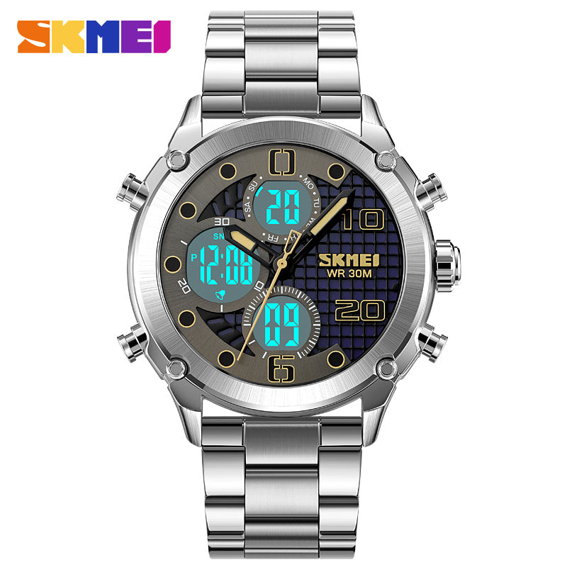 1975S Skmei Reloj para Hombre Pulsera de Metal Doble hora