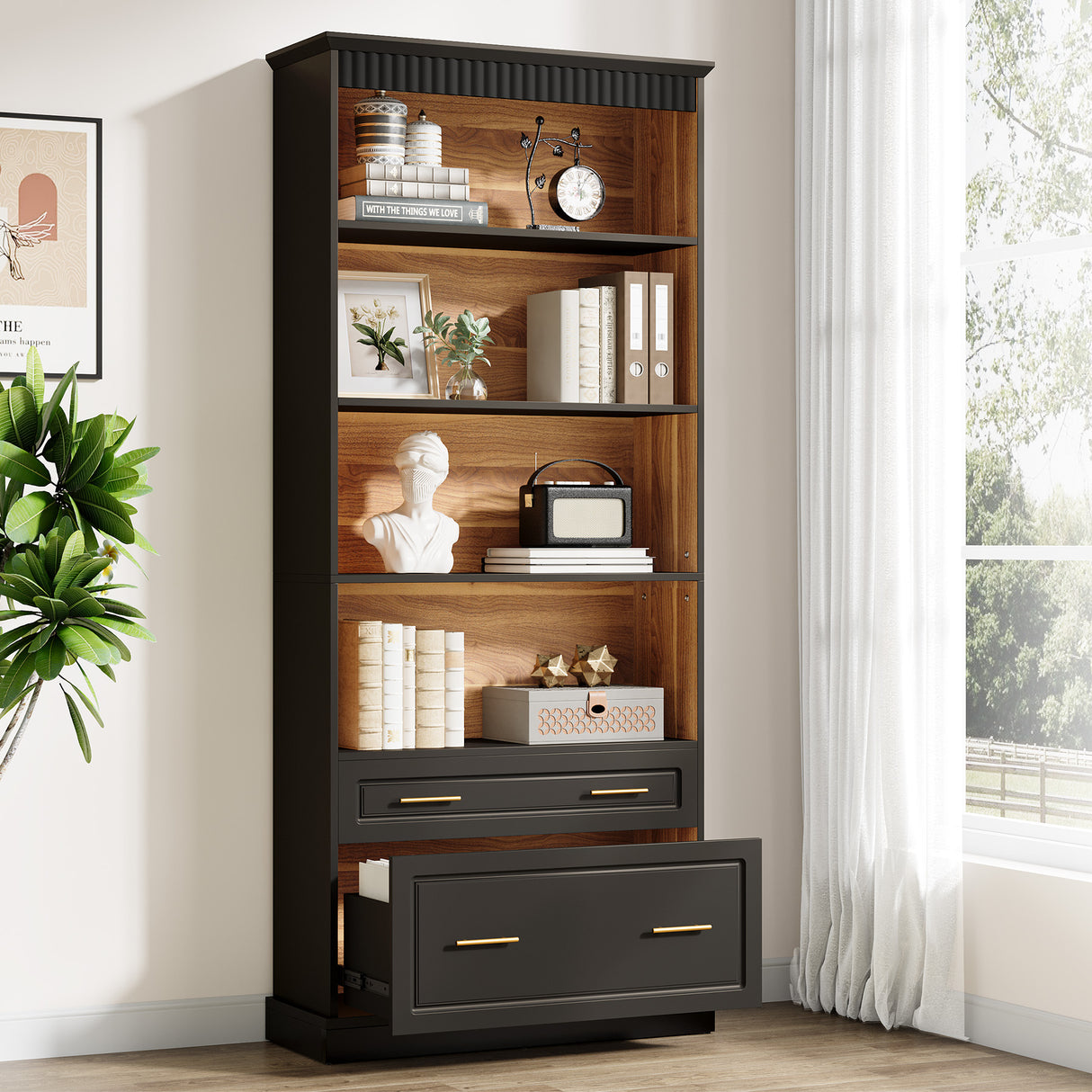 HOGA-J0466 Estantería Tribesigns con gavetas de MDF