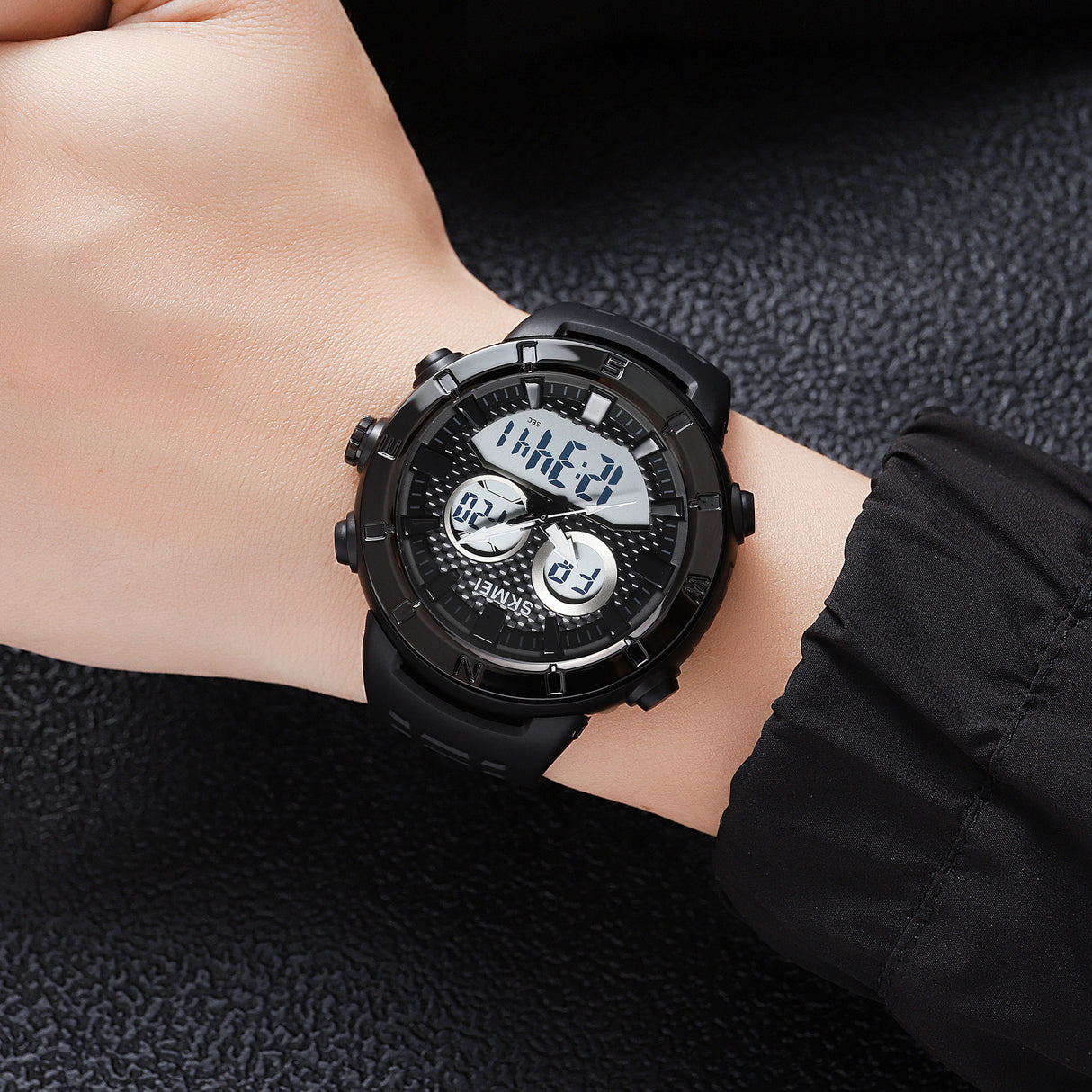 2014 Skmei Reloj para Hombre Pulsera de Caucho Doble Hora