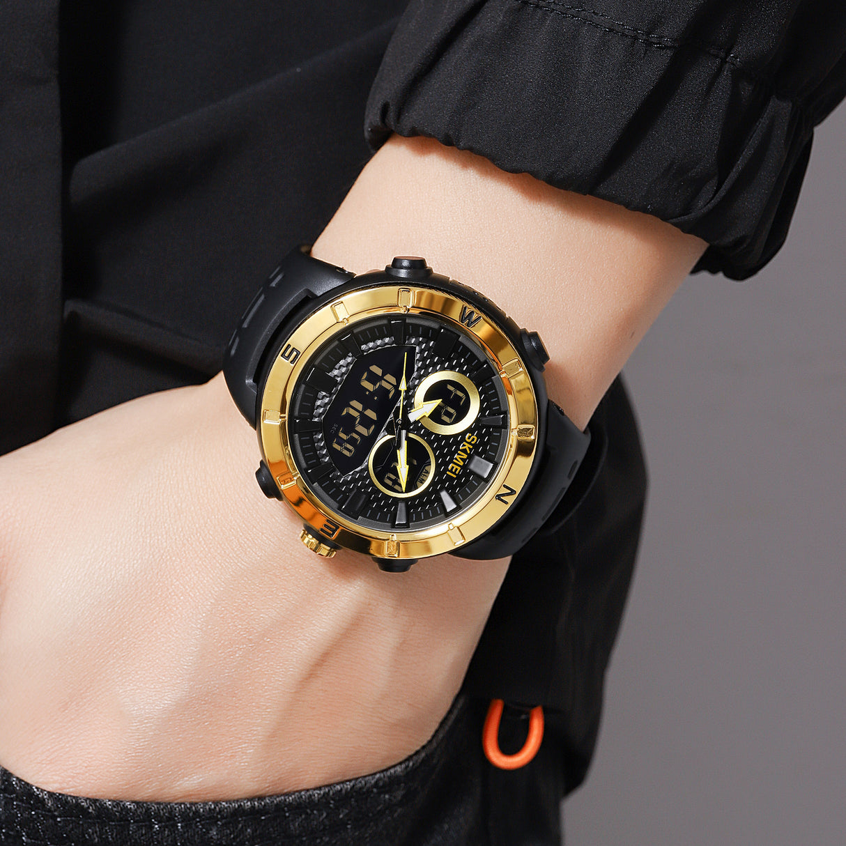 2014 Skmei Reloj para Hombre Pulsera de Caucho Doble Hora