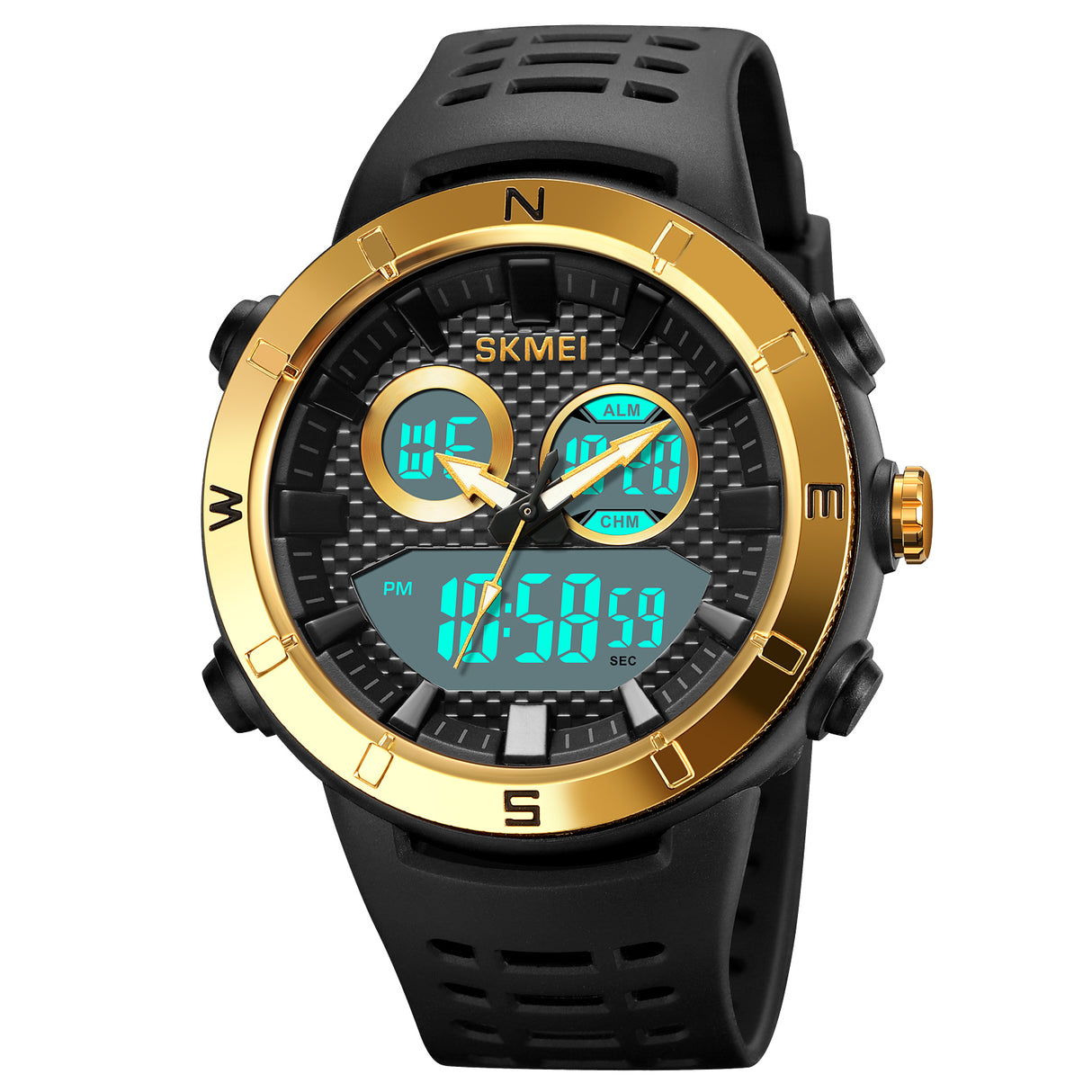 2014 Skmei Reloj para Hombre Pulsera de Caucho Doble Hora