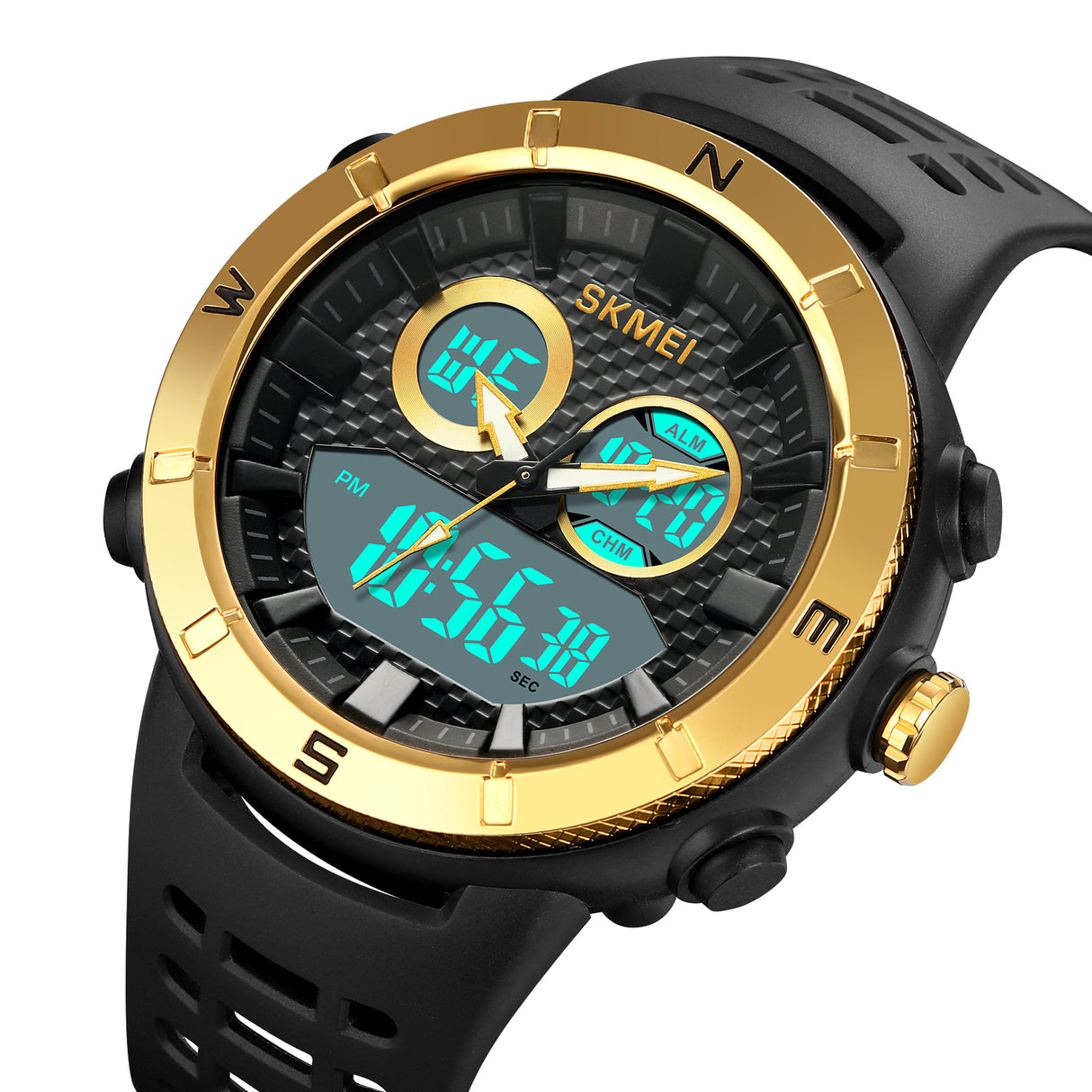 2014 Skmei Reloj para Hombre Pulsera de Caucho Doble Hora