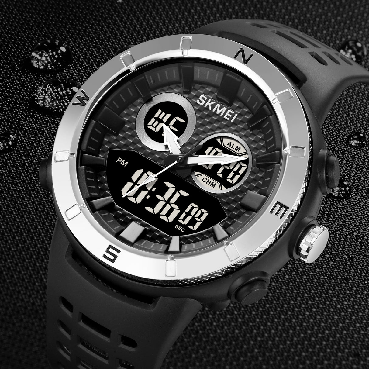 2014 Skmei Reloj para Hombre Pulsera de Caucho Doble Hora