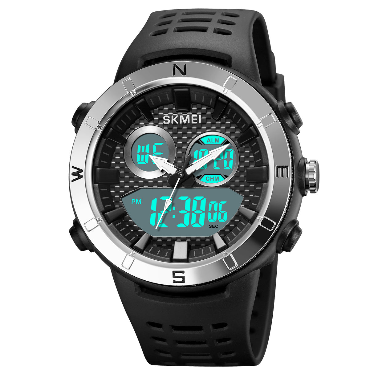 2014 Skmei Reloj para Hombre Pulsera de Caucho Doble Hora