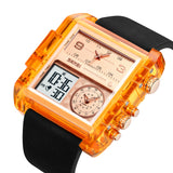 2020 Skmei Reloj para Hombre Pulsera de Cuero Doble hora