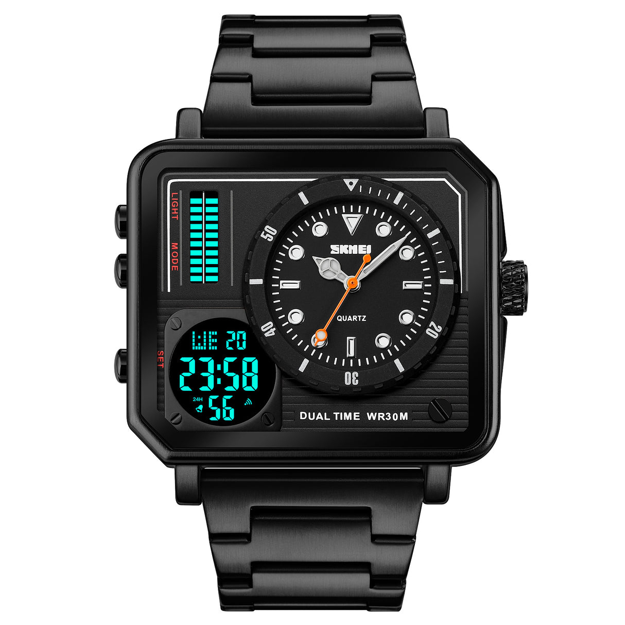 2025 Skmei Reloj para Hombre Pulsera de Metal Doble hora