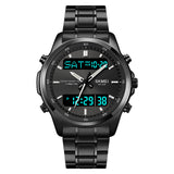 2049 Skmei Reloj para Hombre Pulsera de Metal Doble Hora