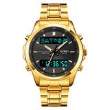 2049 Skmei Reloj para Hombre Pulsera de Metal Doble Hora