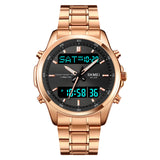 2049 Skmei Reloj para Hombre Pulsera de Metal Doble Hora