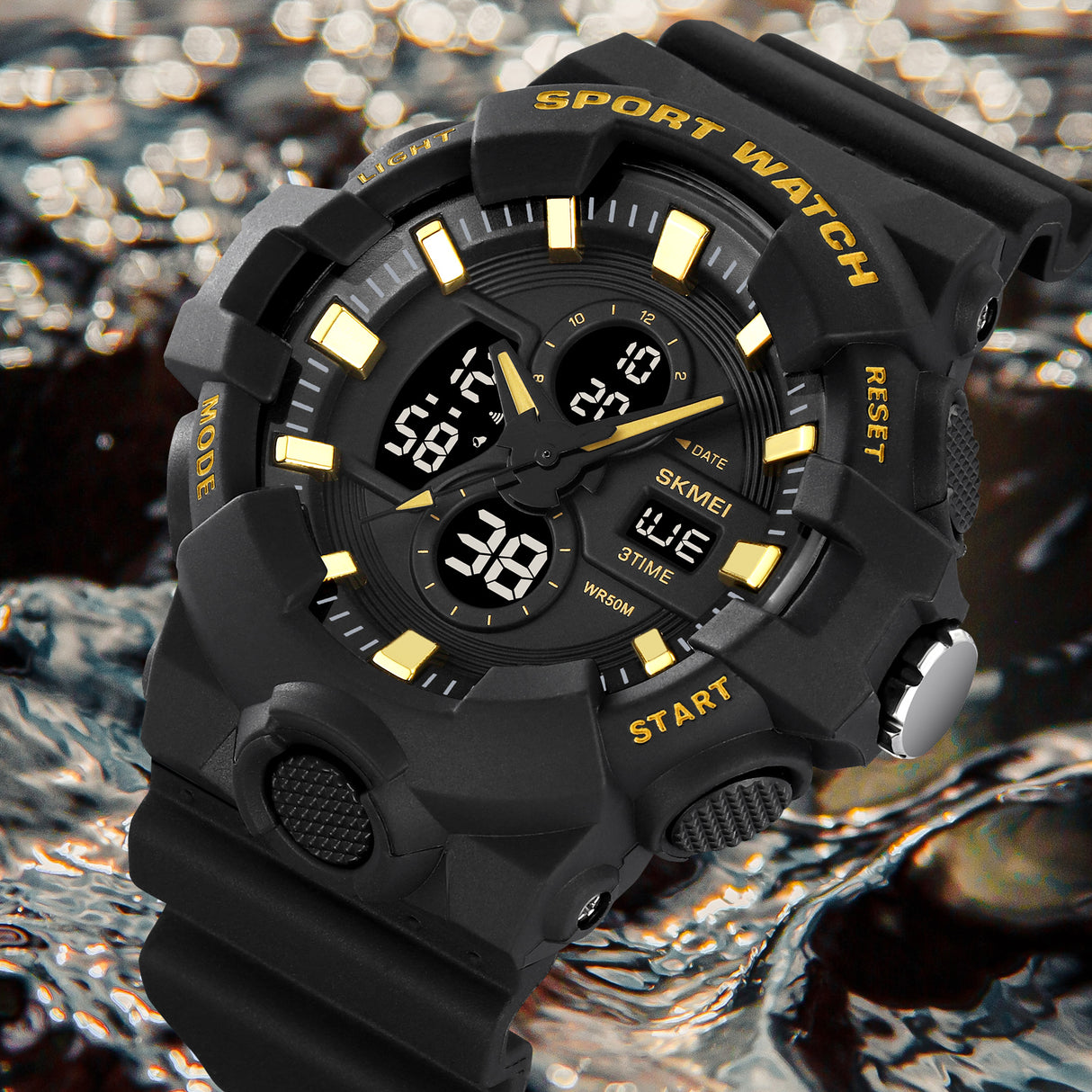 2117BK Reloj Skmei para hombre pulsera de caucho