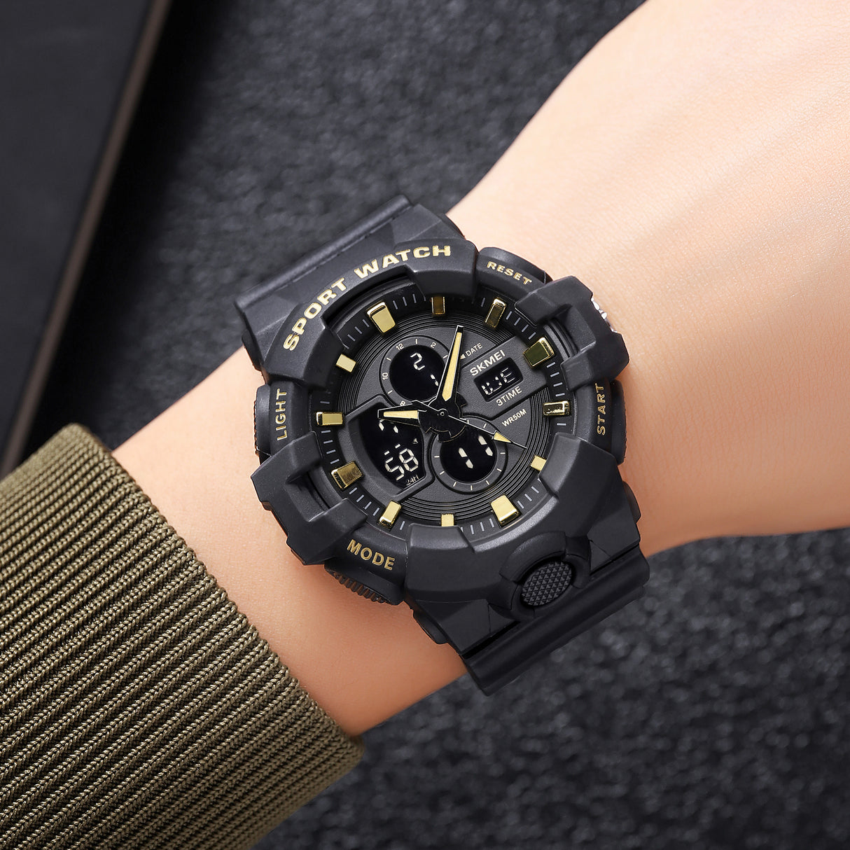 2117BK Reloj Skmei para hombre pulsera de caucho