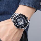 2205 Reloj Skmei para caballero pulsera de metal doble hora