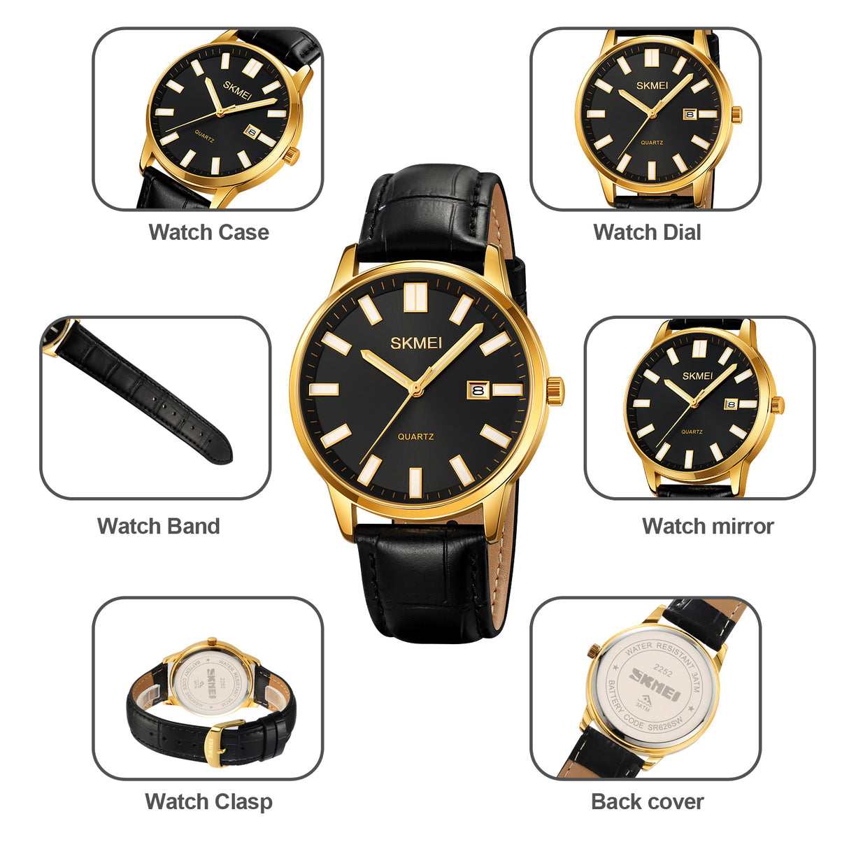 2252 Reloj SKMEI para hombre pulsera de cuero