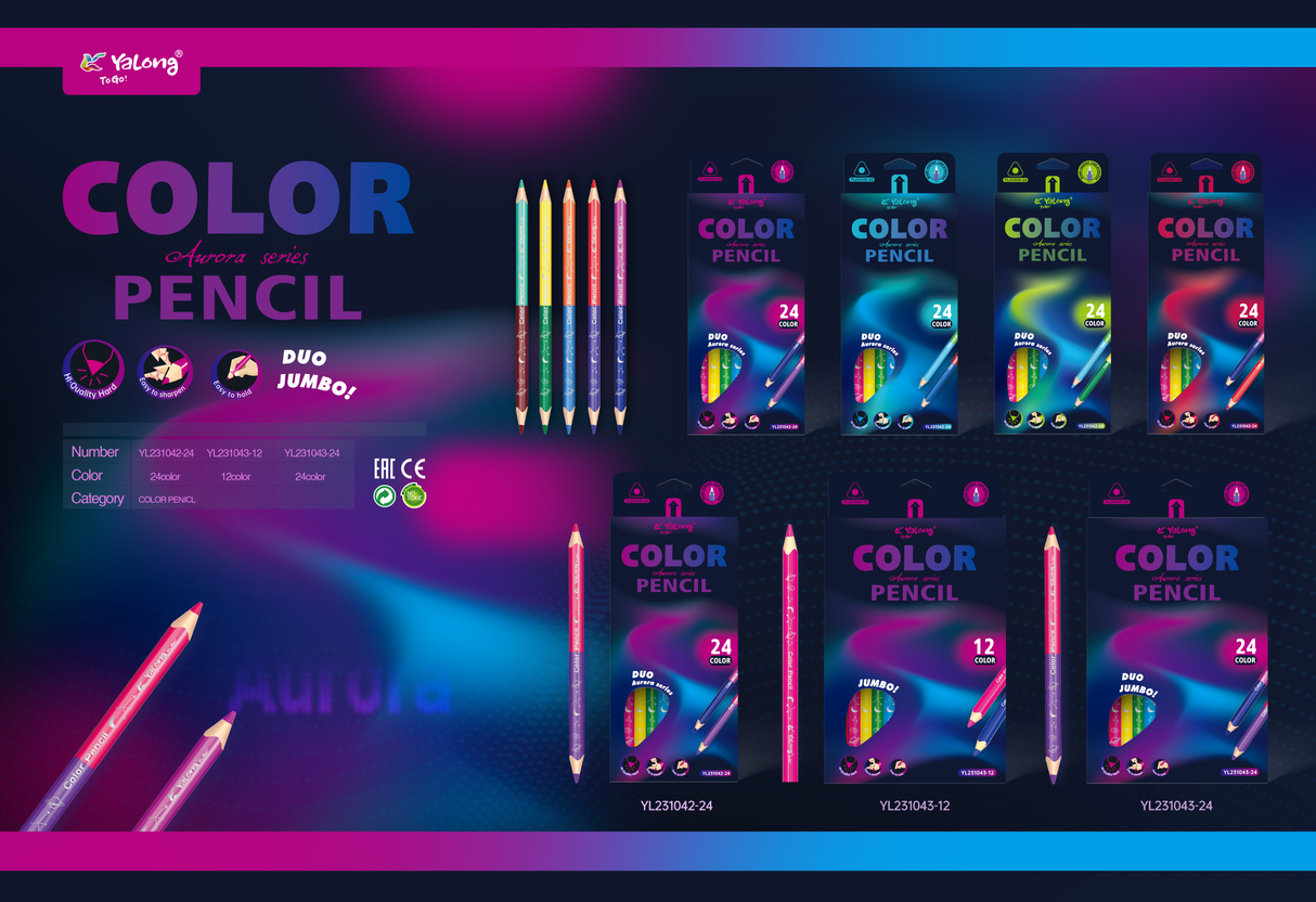 Crayones doble color de 24 colores Yalong YL231043-24