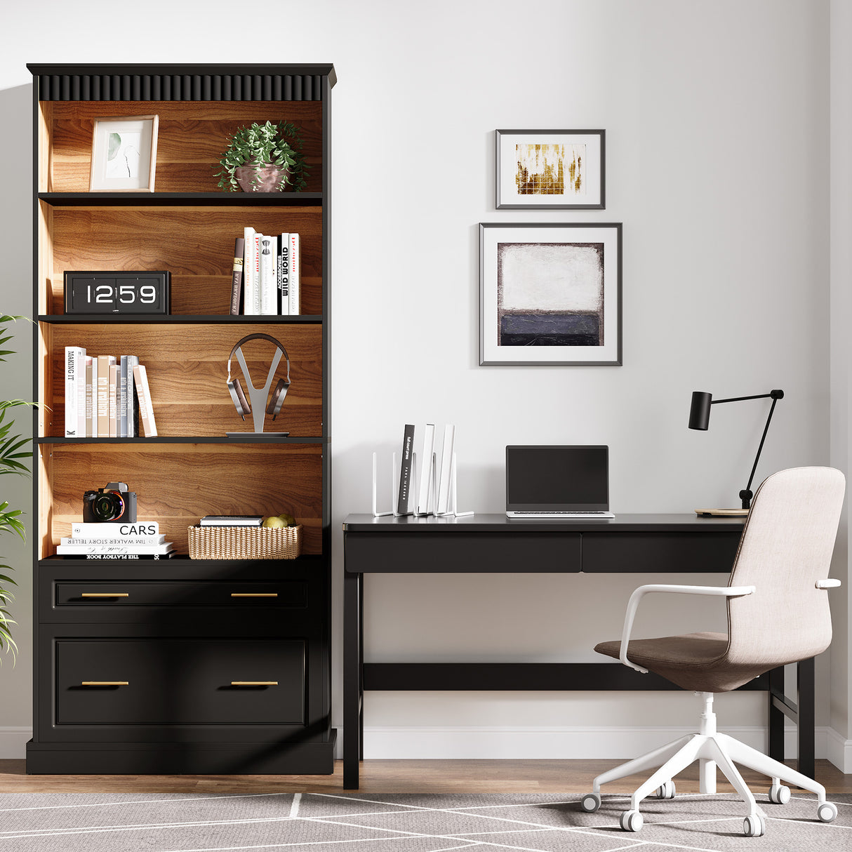 HOGA-J0466 Estantería Tribesigns con gavetas de MDF