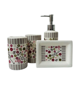 3215 Set de baño blanco con diseño floral 4 piezas
