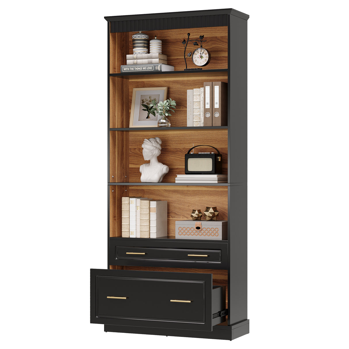 HOGA-J0466 Estantería Tribesigns con gavetas de MDF