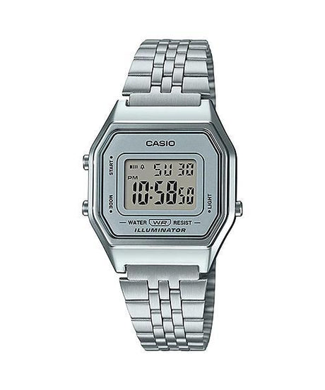 LA-680 Reloj Casio para Hombre, Mujer Pulsera de Metal Digital Vintage Clásico Illuminator