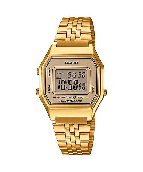 LA-680 Reloj Casio para Hombre, Mujer Pulsera de Metal Digital Vintage Clásico Illuminator