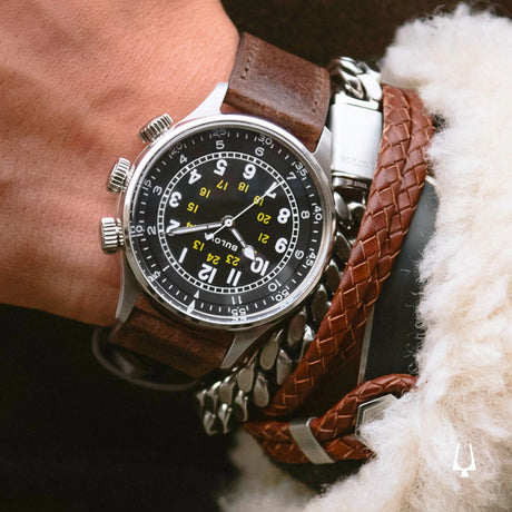 96A245 Reloj Bulova A-15 Pilot Military de hombre pulsera de metal