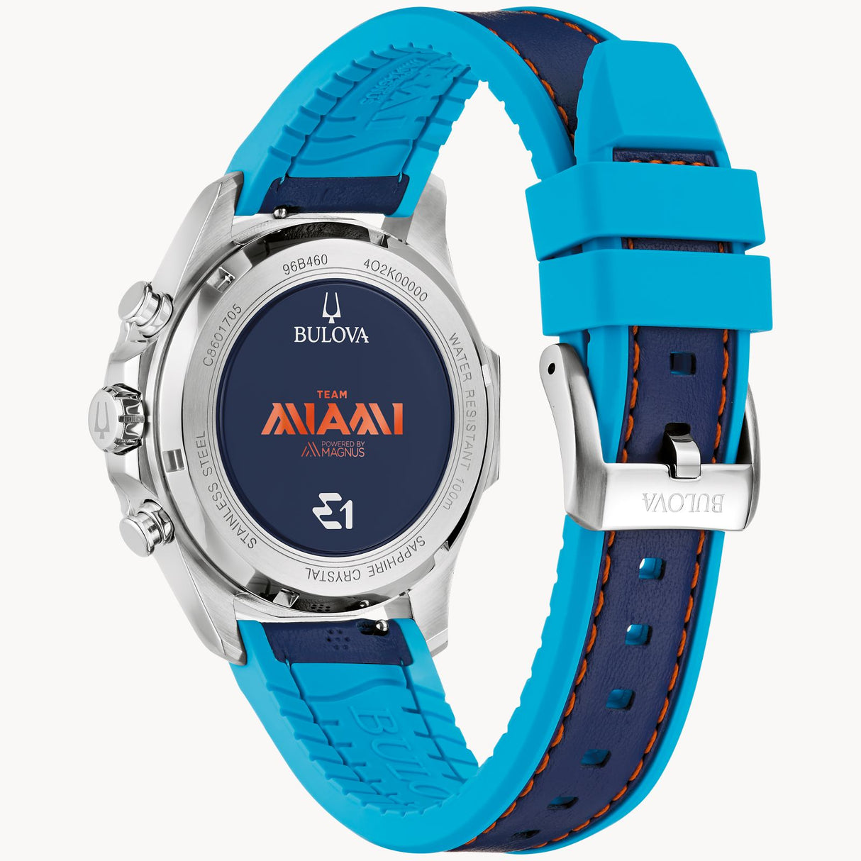 96B460 Reloj Bulova E1 Team Miami de caballero pulsera de cuero 43 mm