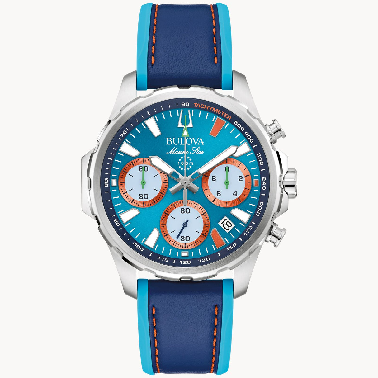 96B460 Reloj Bulova E1 Team Miami de caballero pulsera de cuero 43 mm