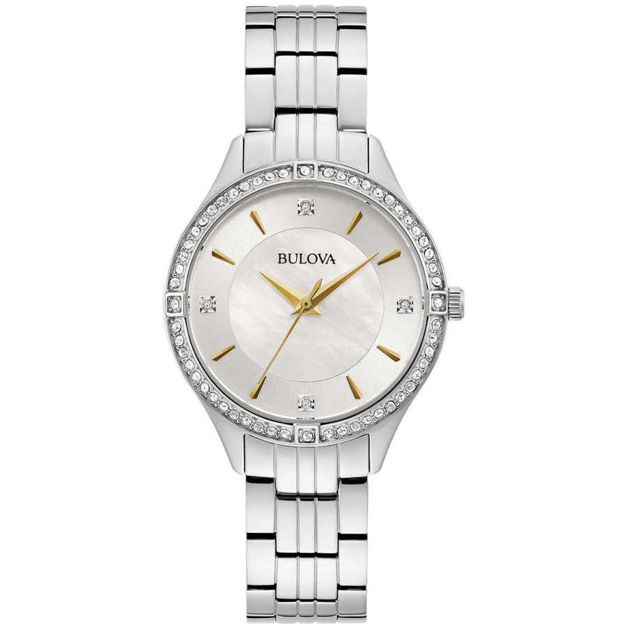 96L282 Reloj Bulova Crystal de señorita correa de metal