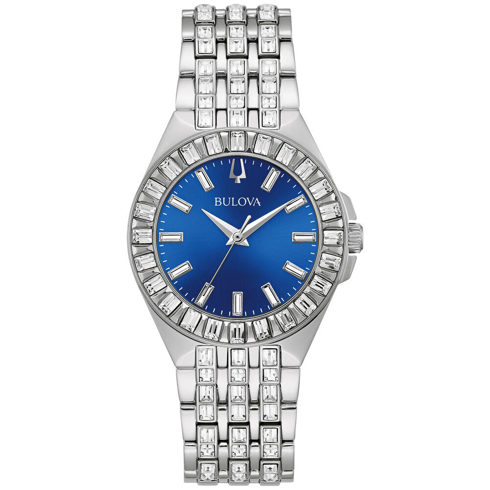 96L290 Reloj Bulova Crystal de mujer correa de metal