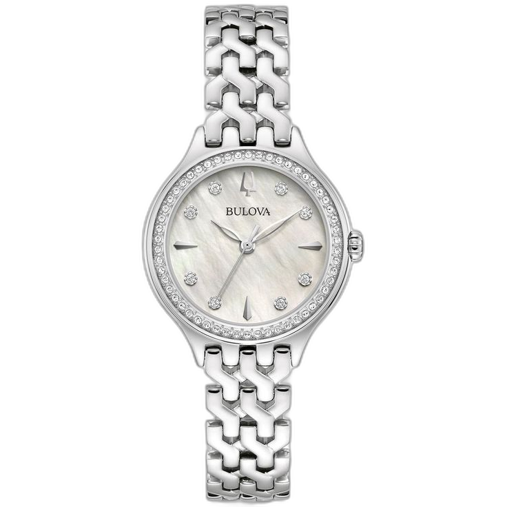 96L312 Reloj Bulova Crystal de dama pulsera de metal 29 mm
