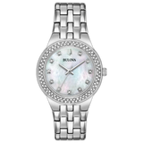 96X144 Reloj Bulova Crystal de mujer banda de metal 33 mm
