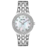 96X144 Reloj Bulova Crystal de mujer banda de metal 33 mm