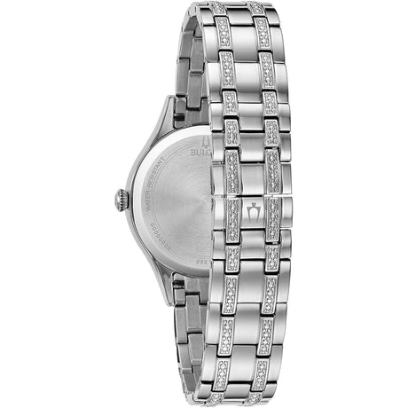 96X145 Reloj Bulova Crystal Mother of Pearl de dama pulsera de metal 32 mm