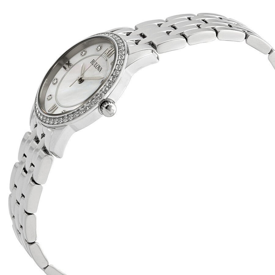 96X155 Reloj Bulova Crystal de dama pulsera de metal 27 mm