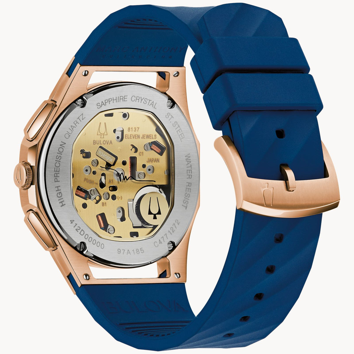 97A185 Reloj Bulova Curv Marc Anthony de hombre pulsera de resina