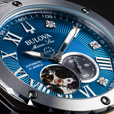 98D184 Reloj Bulova Marine Star Marc Anthony de hombre pulsera de metal 45 mm