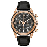98K117 Reloj Bulova Crystal de hombre pulsera de cuero 43 mm
