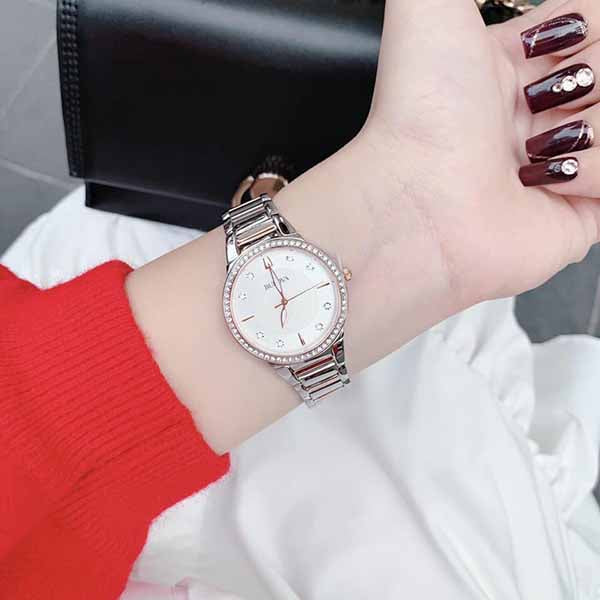 98L258 Reloj Bulova Crystal de mujer pulsera de metal 32 mm