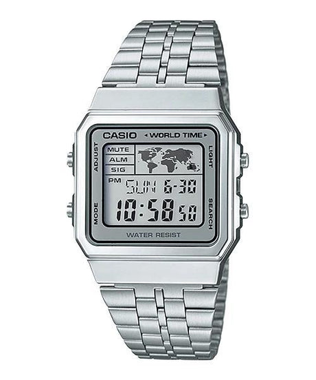 A-500 Reloj Casio para Hombre Pulsera de Metal Digital Vintage Clásico Hora Mundial