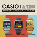 A120 Casio Reloj Unisex Vintage Clásico Pulsera de Metal Digital