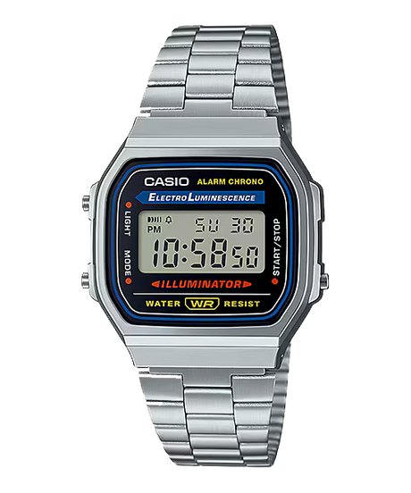 A-168 Reloj Casio para Hombre, Mujer Pulsera de Metal Digital Vintage Clásico Illuminator