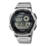 AE-1000WD-1AV Reloj Casio para Hombre Pulsera de Metal Digital Illuminator Hora Mundial 10 Años de Batería