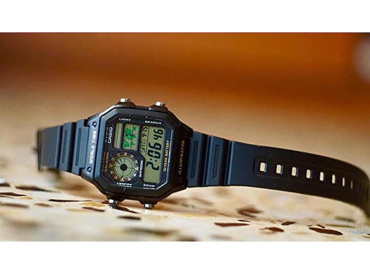 AE-1200 Reloj Casio para Hombre Pulsera de Caucho Digital Illuminator Hora Mundial 10 Años de Batería