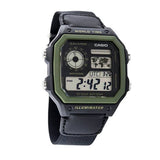 AE-1200 Reloj Casio para Hombre Pulsera de Tela Digital Illuminator Hora Mundial 10 Años de Batería