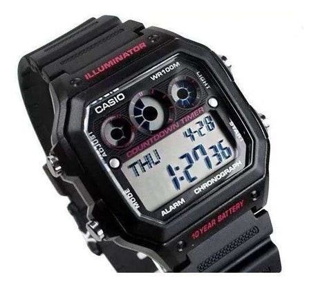 AE-1300 Reloj Casio para Hombre Banda de Goma Digital Illuminator 10 Años de Batería