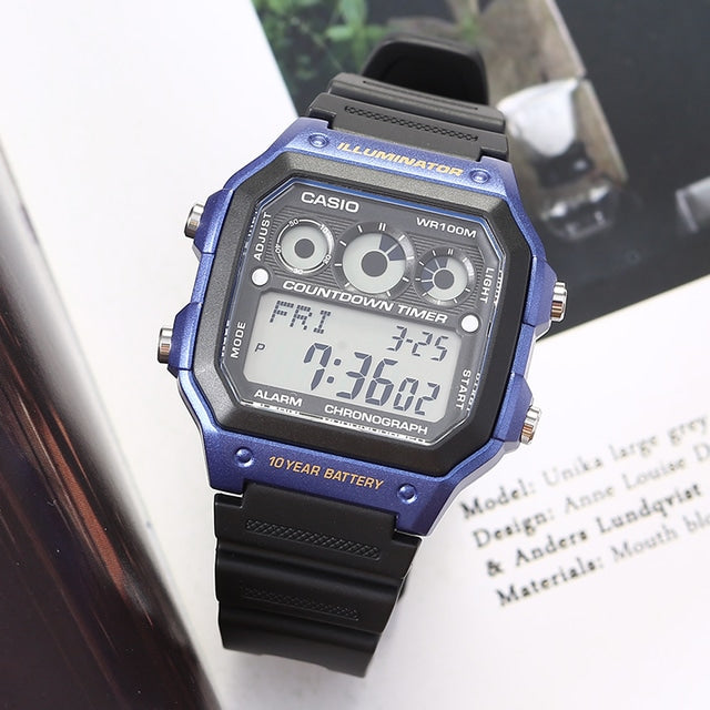 AE-1300 Reloj Casio para Hombre Banda de Goma Digital Illuminator 10 Años de Batería