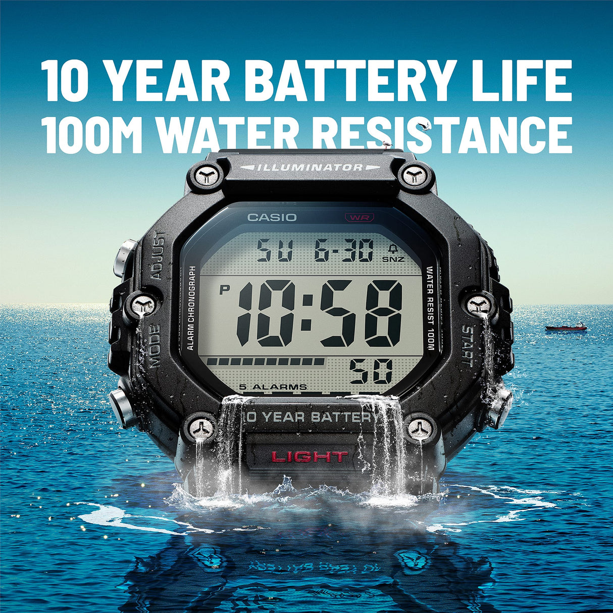 AE-1600 Reloj Casio unisex correa de resina 10 años de batería