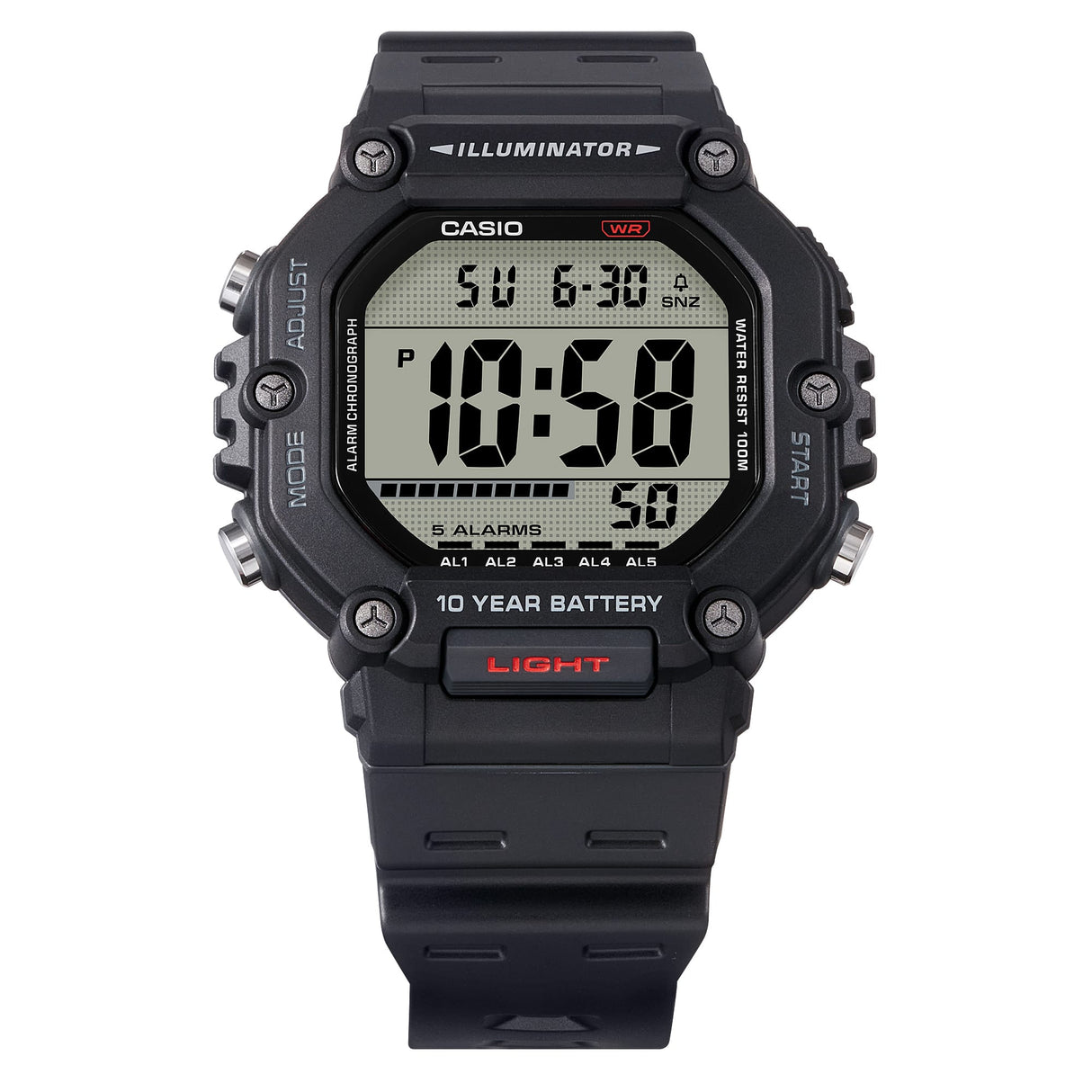 AE-1600 Reloj Casio unisex correa de resina 10 años de batería