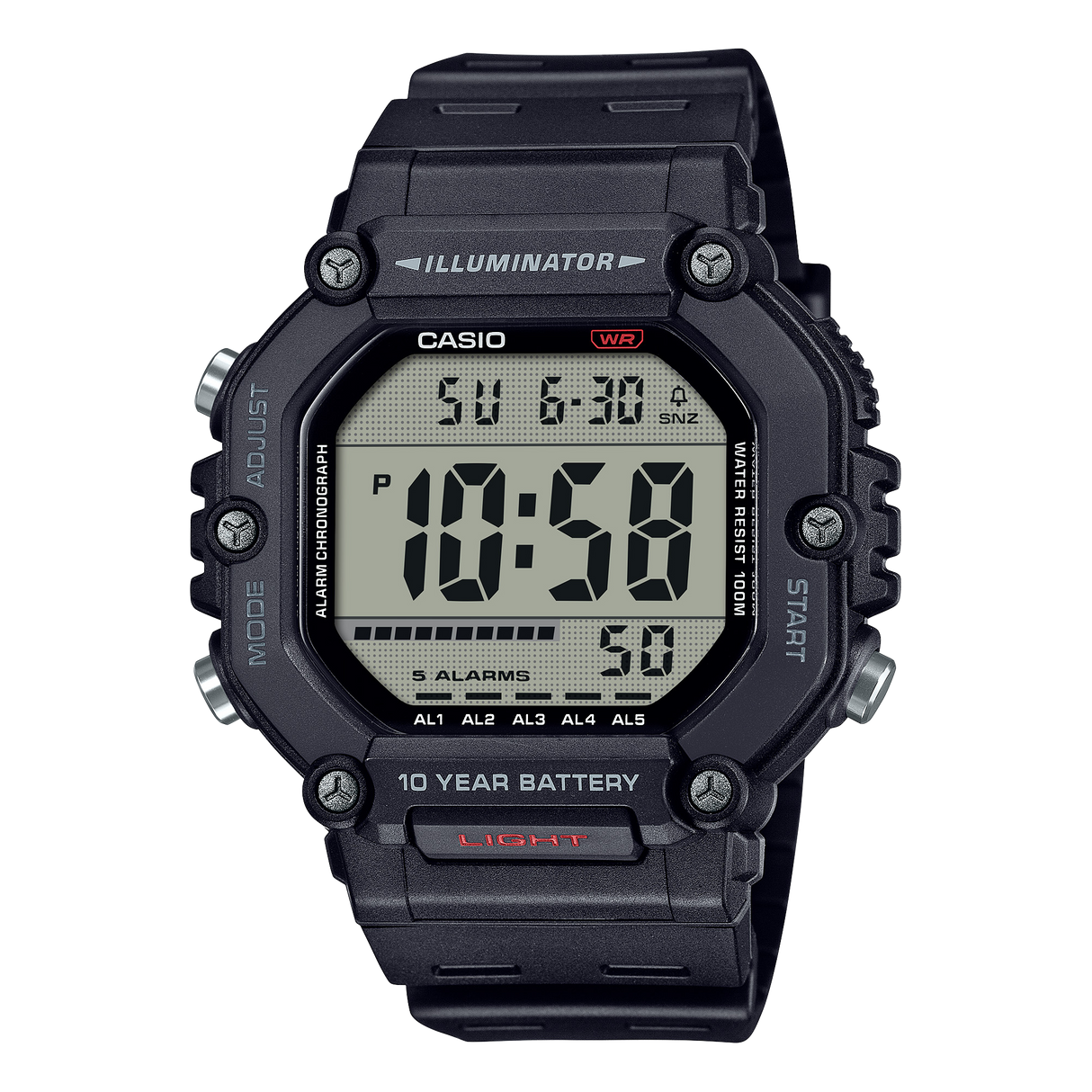 AE-1600 Reloj Casio unisex correa de resina 10 años de batería