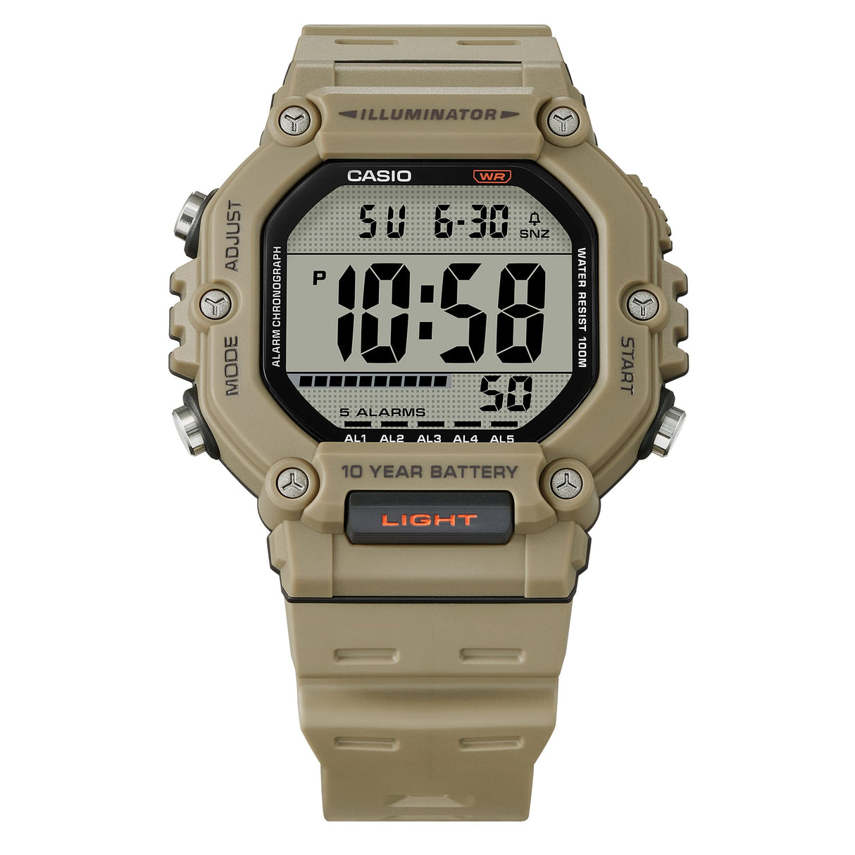 AE-1600 Reloj Casio unisex correa de resina 10 años de batería
