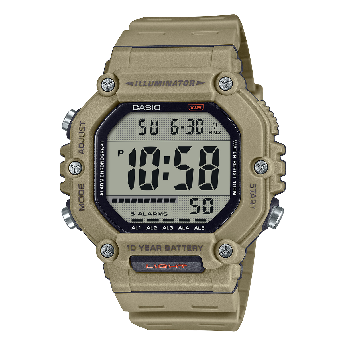 AE-1600 Reloj Casio unisex correa de resina 10 años de batería